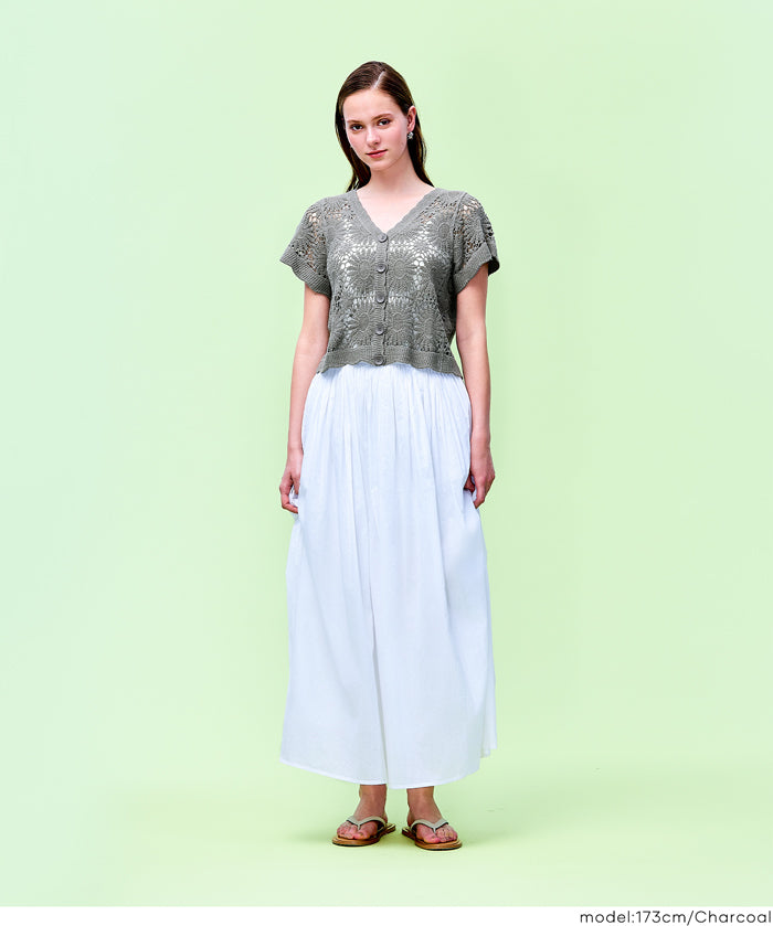 Japanese style lace short-sleeved cardigan