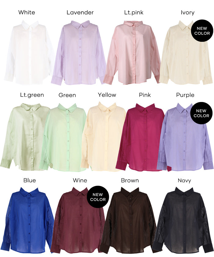 新色追加!空氣感棉紗質感糖果色襯衫 (Gauze Shirt)