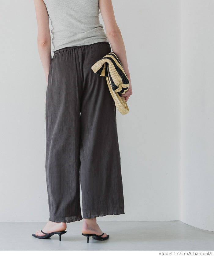 Lightweight cotton willow textured casual pants 