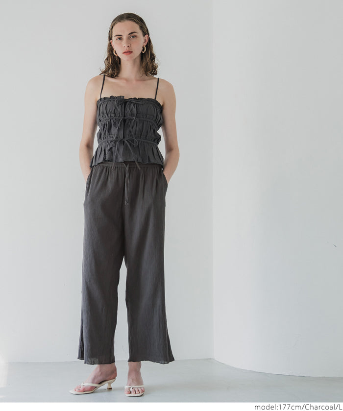 Lightweight cotton willow textured casual pants 