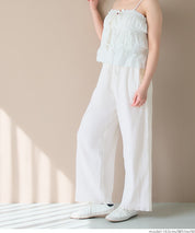Lightweight cotton willow textured casual pants 