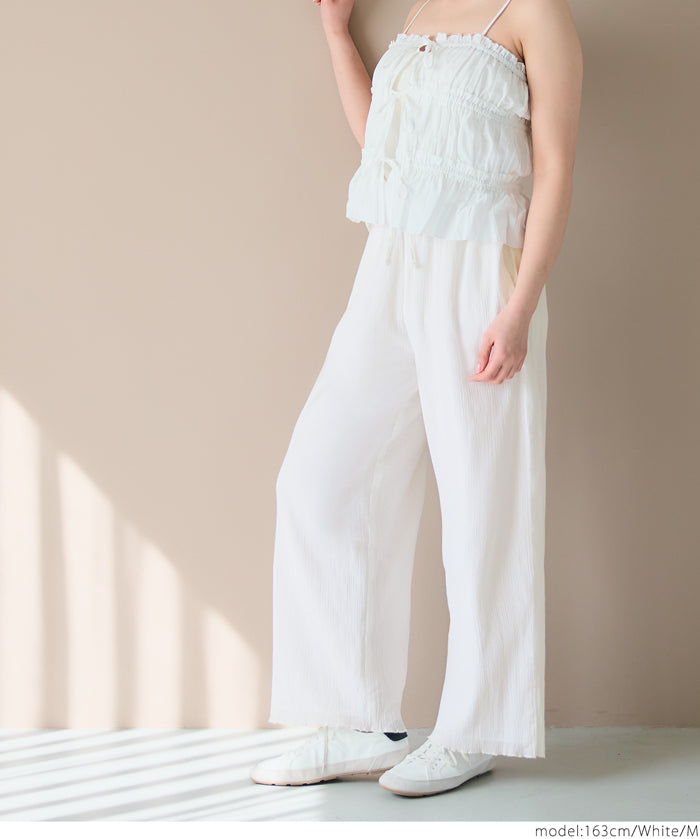 Lightweight cotton willow textured casual pants 