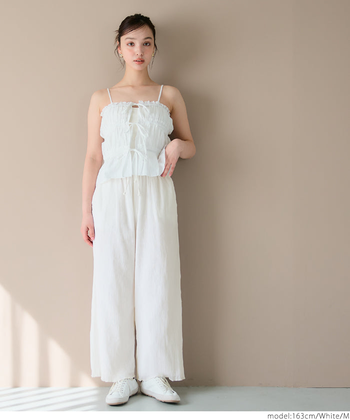 Lightweight cotton willow textured casual pants 
