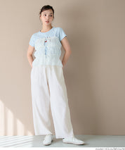 Lightweight cotton willow textured casual pants 