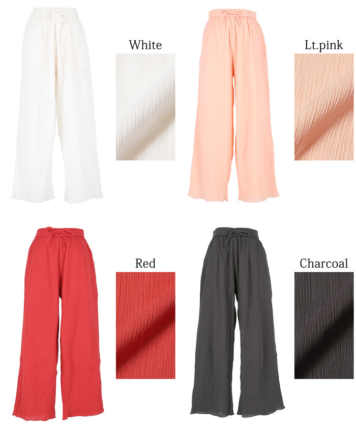 Lightweight cotton willow textured casual pants 