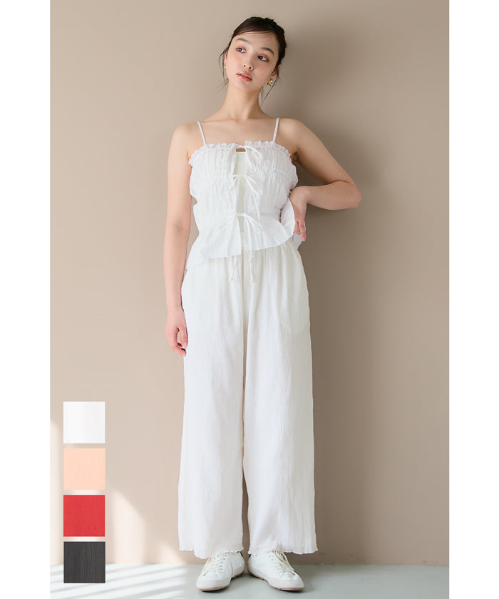 Lightweight cotton willow textured casual pants 