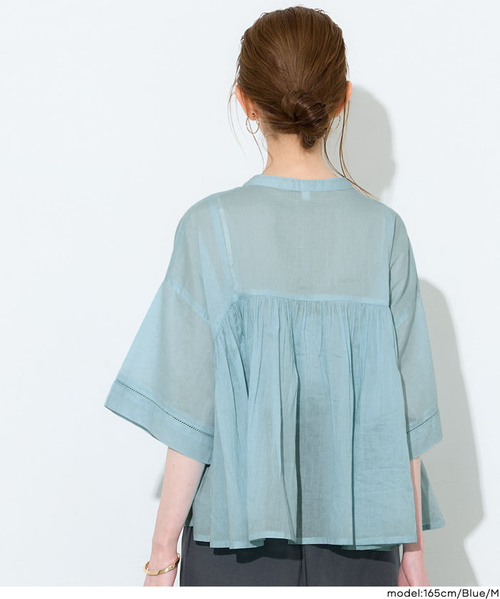 日系小V領荷葉娃娃襯衫 (Cambric Flare Blouse)