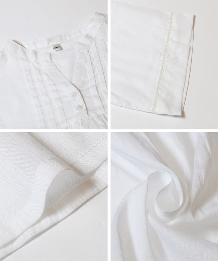 日系小V領荷葉娃娃襯衫 (Cambric Flare Blouse)