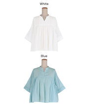 日系小V領荷葉娃娃襯衫 (Cambric Flare Blouse)