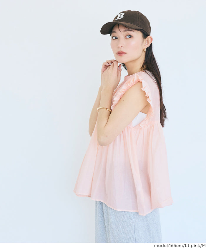 日系百褶荷葉造型娃娃上衣(Cotton gathered blouse)