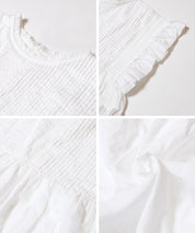 日系百褶荷葉造型娃娃上衣(Cotton gathered blouse)