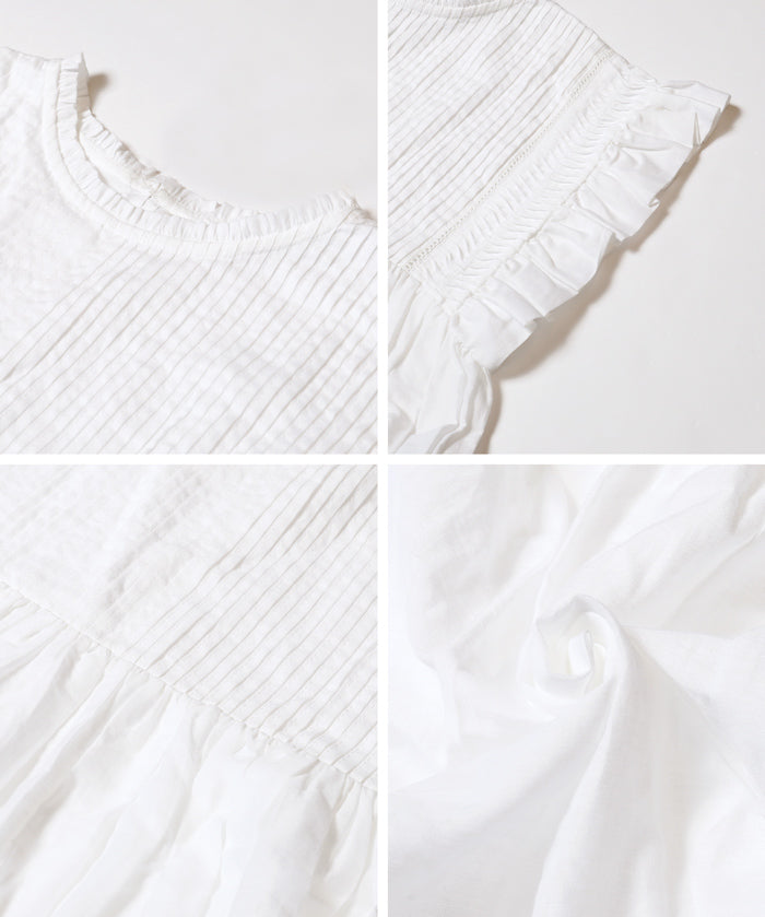 日系百褶荷葉造型娃娃上衣(Cotton gathered blouse)