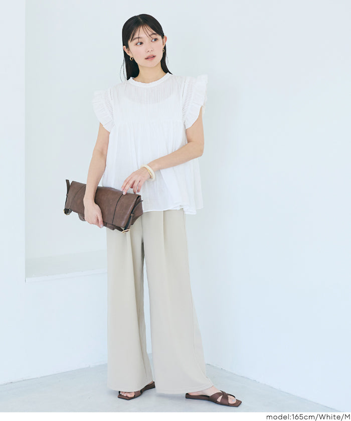 日系百褶荷葉造型娃娃上衣(Cotton gathered blouse)