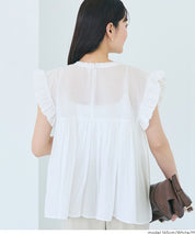 日系百褶荷葉造型娃娃上衣(Cotton gathered blouse)