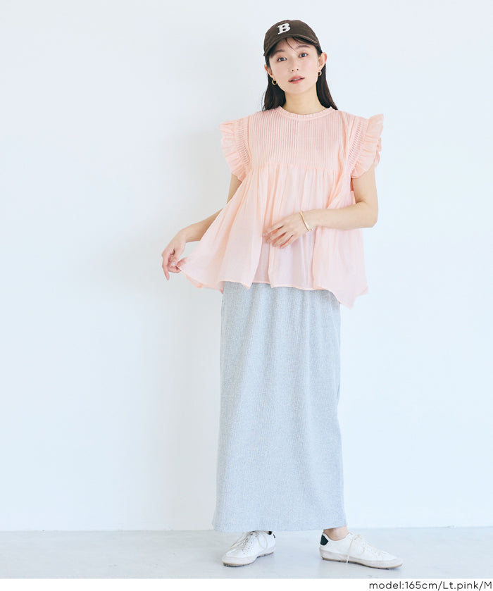 日系百褶荷葉造型娃娃上衣(Cotton gathered blouse)
