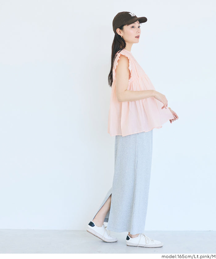 日系百褶荷葉造型娃娃上衣(Cotton gathered blouse)