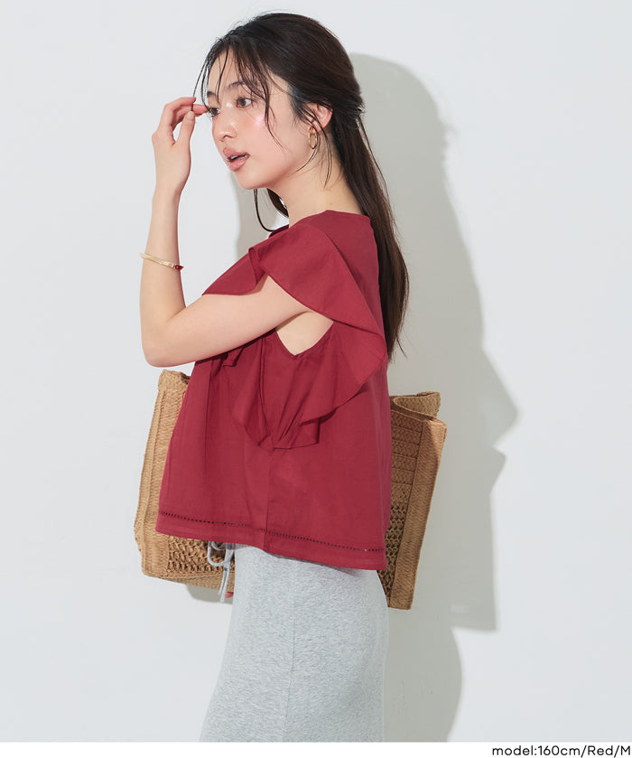 日系棉質荷葉袖襯衫 (Ruffled sleeves  Blouse)