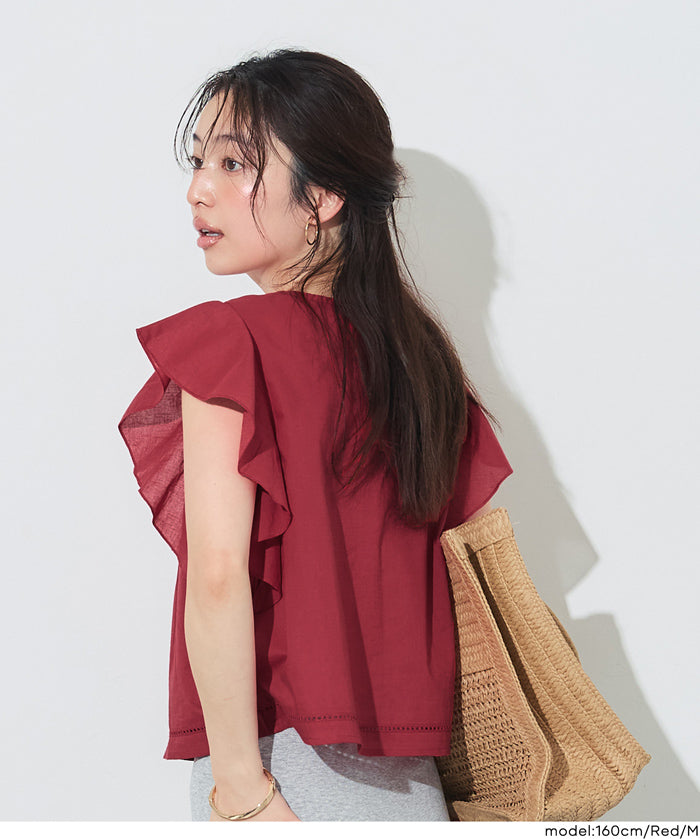 日系棉質荷葉袖襯衫 (Ruffled sleeves  Blouse)