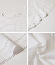 日系棉質荷葉袖襯衫 (Ruffled sleeves  Blouse)