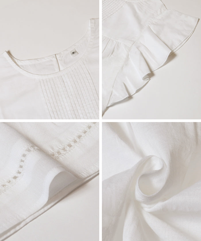 日系棉質荷葉袖襯衫 (Ruffled sleeves  Blouse)
