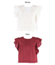 日系棉質荷葉袖襯衫 (Ruffled sleeves  Blouse)