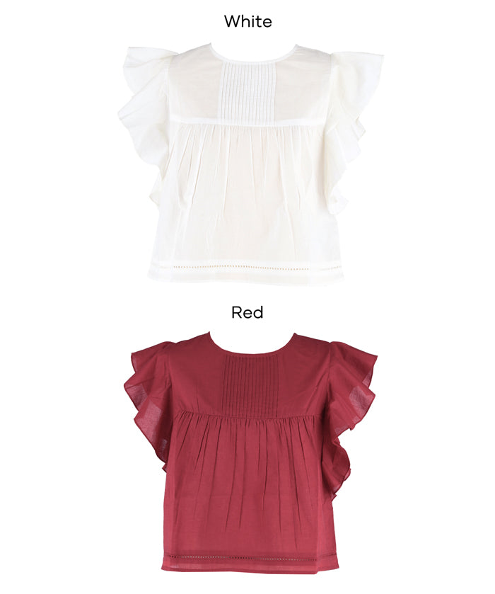 日系棉質荷葉袖襯衫 (Ruffled sleeves  Blouse)