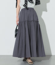 日系棉質氣質A字長裙(Cotton voile gathered panel skirt)