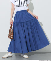 日系棉質氣質A字長裙(Cotton voile gathered panel skirt)