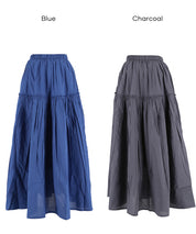 日系棉質氣質A字長裙(Cotton voile gathered panel skirt)