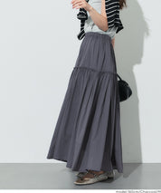 日系棉質氣質A字長裙(Cotton voile gathered panel skirt)