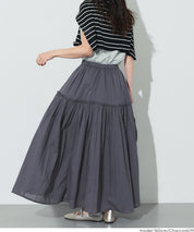 日系棉質氣質A字長裙(Cotton voile gathered panel skirt)