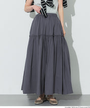 日系棉質氣質A字長裙(Cotton voile gathered panel skirt)