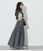 日系棉質氣質A字長裙(Cotton voile gathered panel skirt)