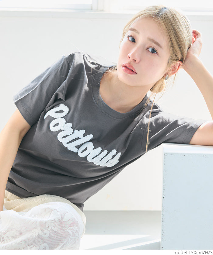 捲袖口造型多款棉質LOGO上衣 T-shirt