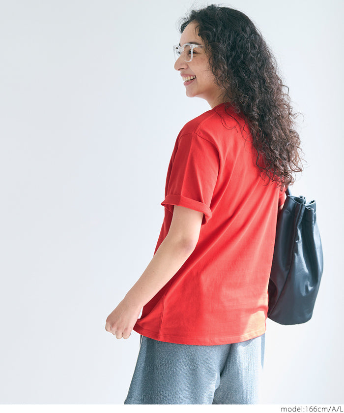 捲袖口造型多款棉質LOGO上衣 T-shirt