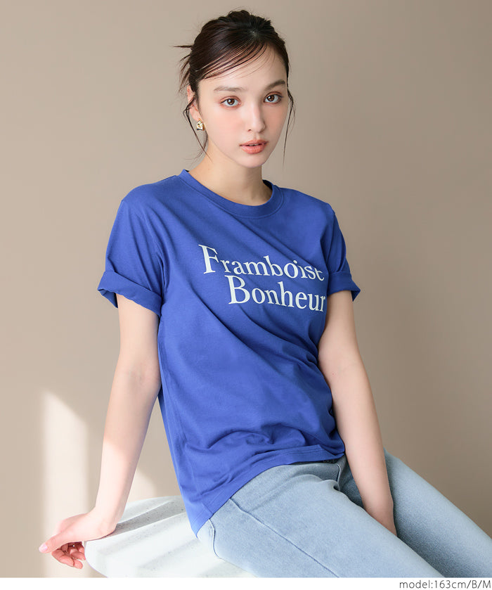 捲袖口造型多款棉質LOGO上衣 T-shirt