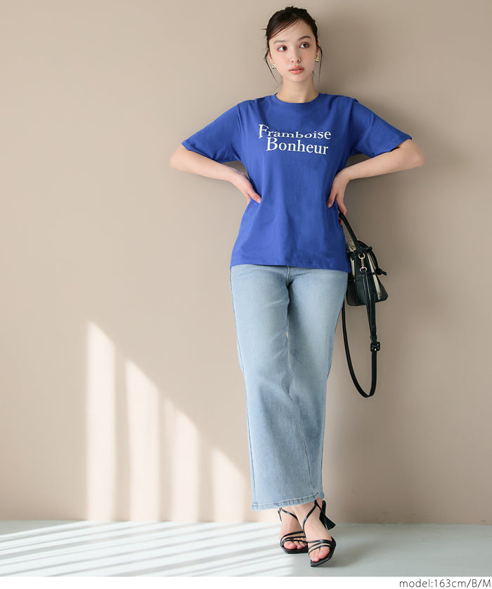 捲袖口造型多款棉質LOGO上衣 T-shirt