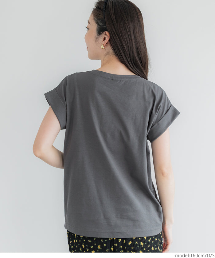 刺繡英字法式袖LOGO T-Shirt 短袖上衣