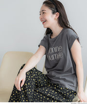 刺繡英字法式袖LOGO T-Shirt 短袖上衣