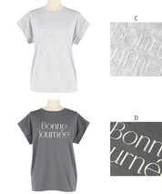 刺繡英字法式袖LOGO T-Shirt 短袖上衣