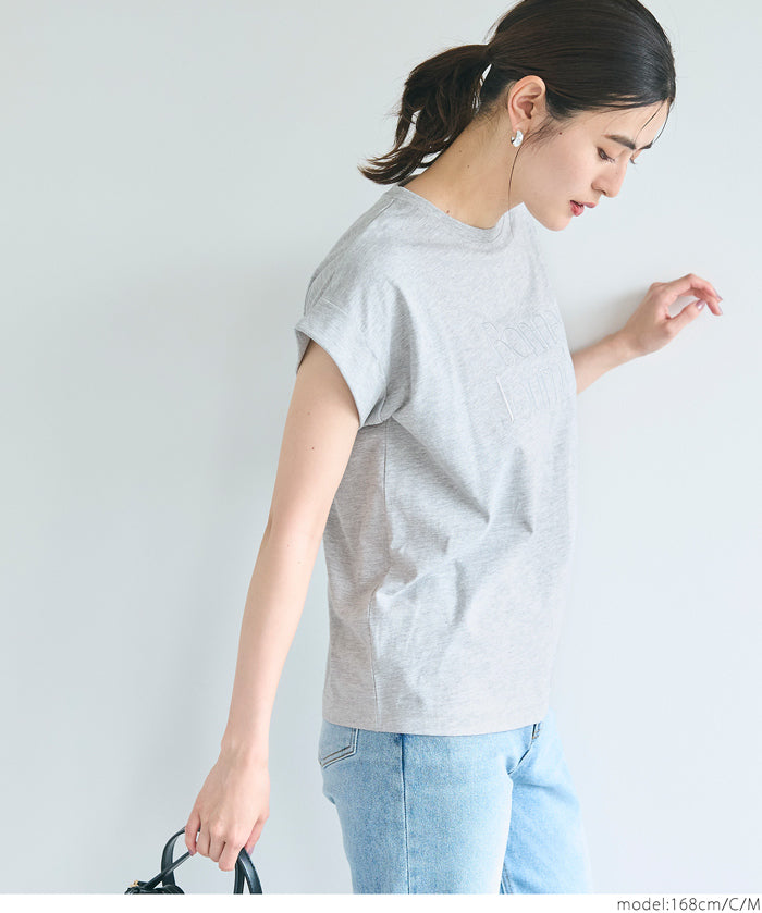 刺繡英字法式袖LOGO T-Shirt 短袖上衣