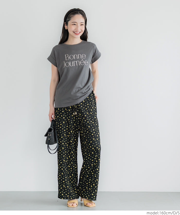 刺繡英字法式袖LOGO T-Shirt 短袖上衣