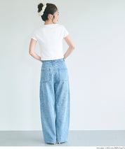 Solid color cotton slim-fit cropped basic T-shirt
