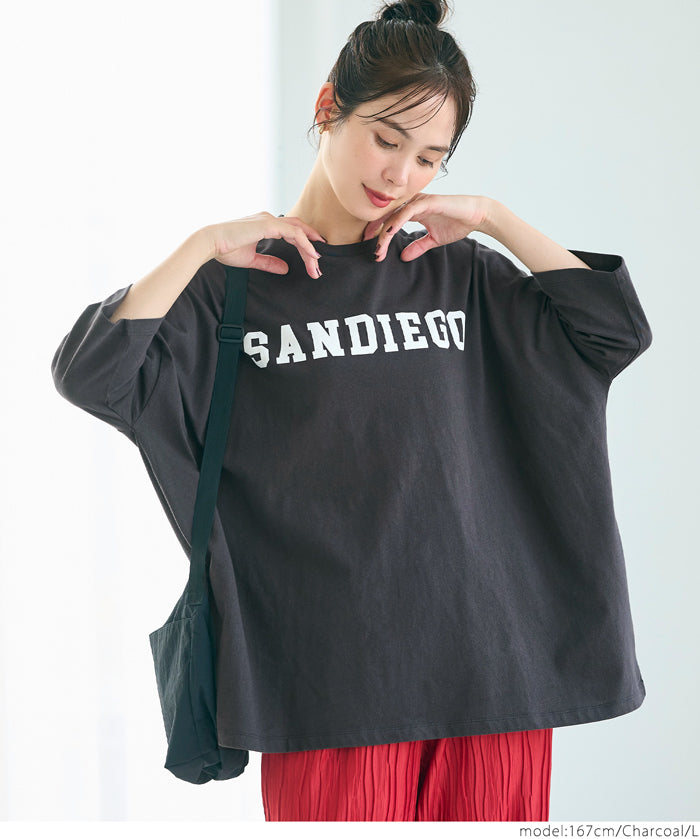 英字logo五分袖寬鬆T-Shirt