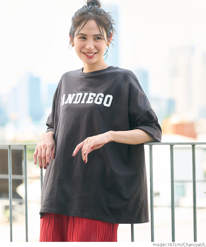 英字logo五分袖寬鬆T-Shirt