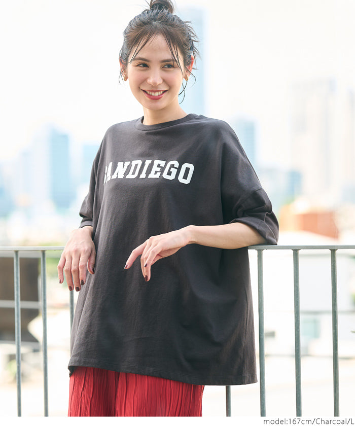 英字logo五分袖寬鬆T-Shirt