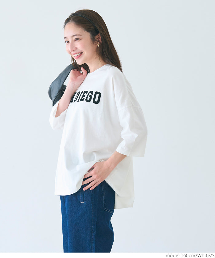 英字logo五分袖寬鬆T-Shirt