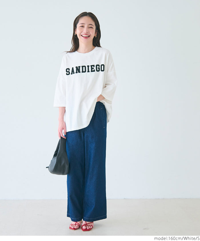 英字logo五分袖寬鬆T-Shirt