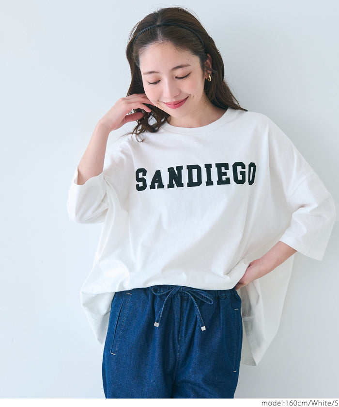 英字logo五分袖寬鬆T-Shirt