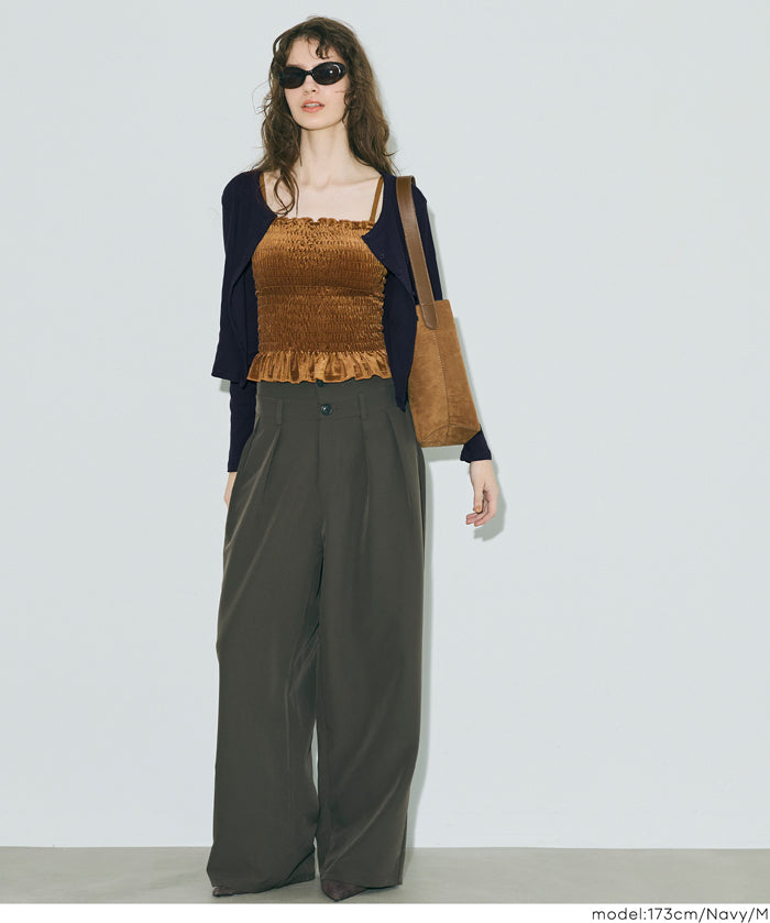 短版圓弧下擺螺紋長袖開衫